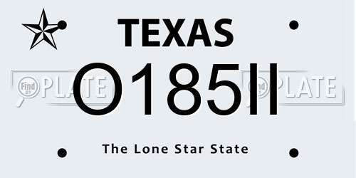 O185II Texas License Plate