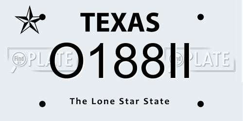O188II Texas License Plate