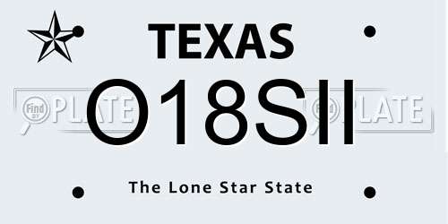 O18SII Texas License Plate