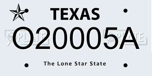 O20005A Texas License Plate