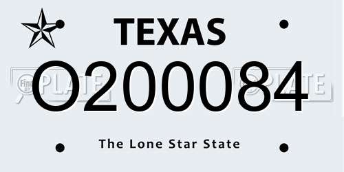 O200084 Texas License Plate