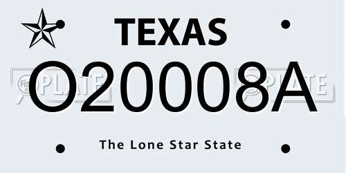 O20008A Texas License Plate