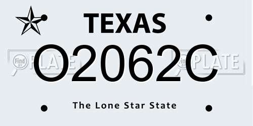 O2062C Texas License Plate
