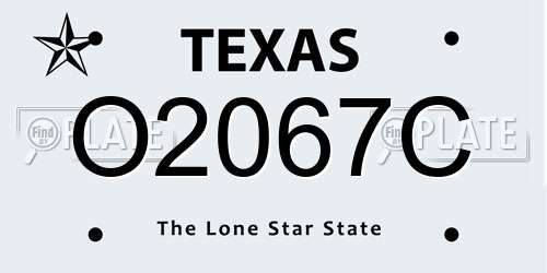 O2067C Texas License Plate