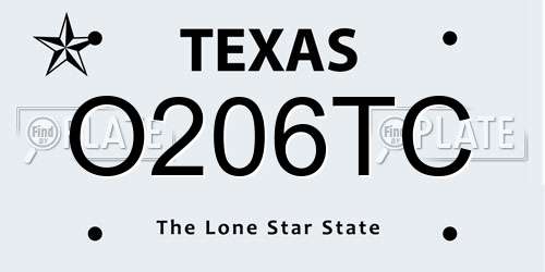 O206TC Texas License Plate
