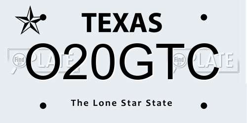 O20GTC Texas License Plate