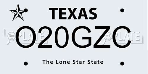 O20GZC Texas License Plate