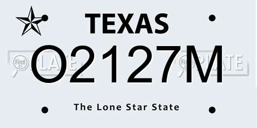 O2127M Texas License Plate