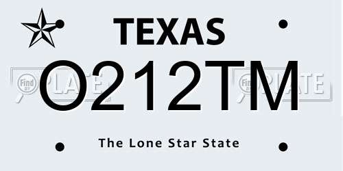 O212TM Texas License Plate