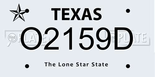 O2159D Texas License Plate