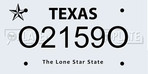 O2159O Texas License Plate