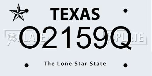 O2159Q Texas License Plate