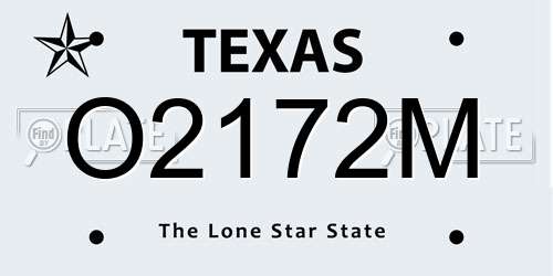 O2172M Texas License Plate