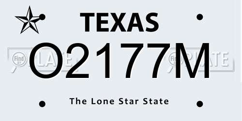O2177M Texas License Plate
