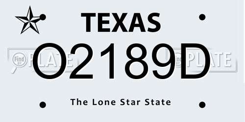 O2189D Texas License Plate