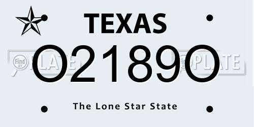 O2189O Texas License Plate