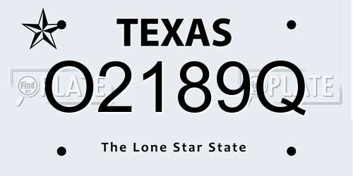 O2189Q Texas License Plate