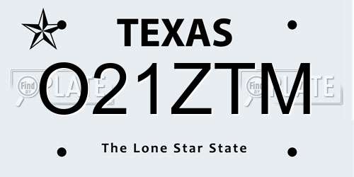O21ZTM Texas License Plate