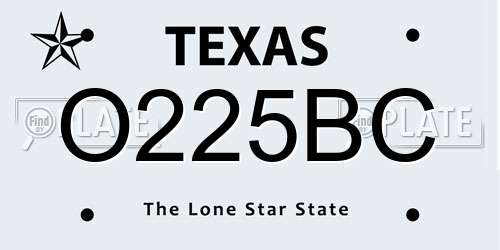 O225BC Texas License Plate