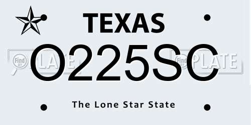 O225SC Texas License Plate