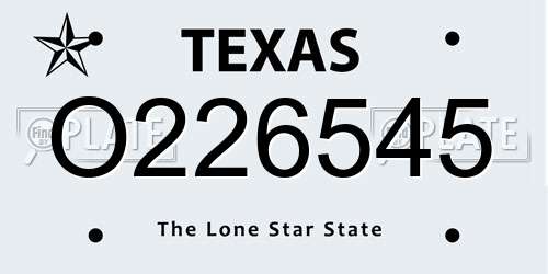 O226545 Texas License Plate