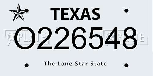O226548 Texas License Plate
