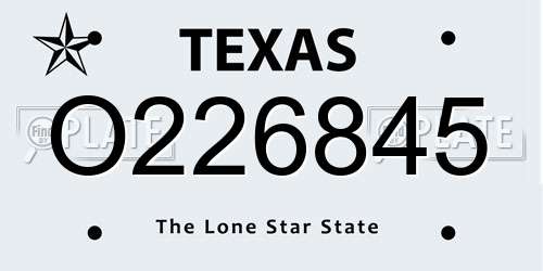 O226845 Texas License Plate