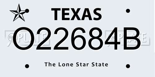 O22684B Texas License Plate