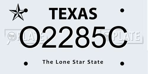 O2285C Texas License Plate