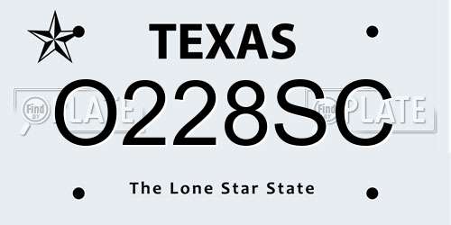 O228SC Texas License Plate