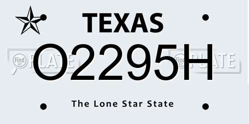 O2295H Texas License Plate