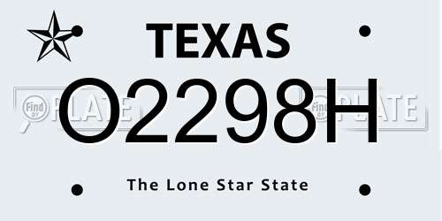 O2298H Texas License Plate