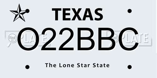 O22BBC Texas License Plate