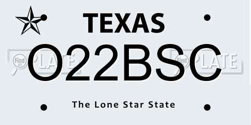 O22BSC Texas License Plate