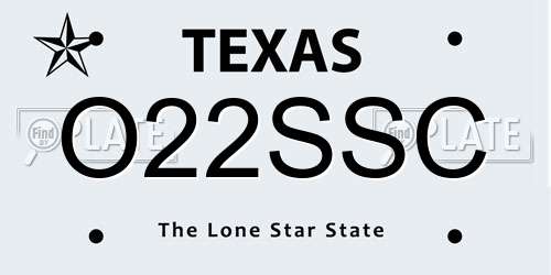 O22SSC Texas License Plate