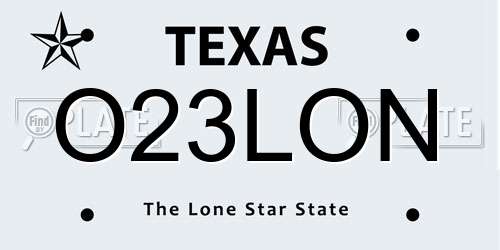 O23LON Texas License Plate