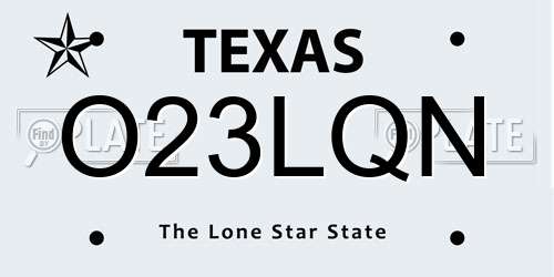 O23LQN Texas License Plate