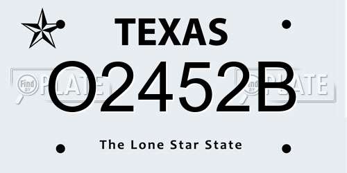 O2452B Texas License Plate