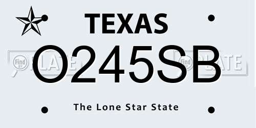 O245SB Texas License Plate