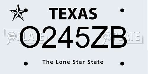 O245ZB Texas License Plate