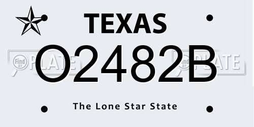 O2482B Texas License Plate