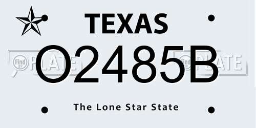O2485B Texas License Plate