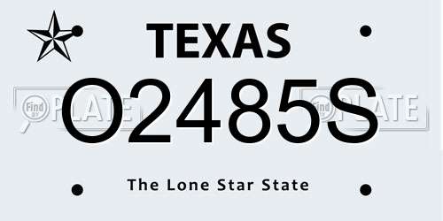 O2485S Texas License Plate