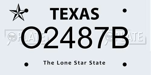 O2487B Texas License Plate