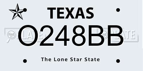 O248BB Texas License Plate