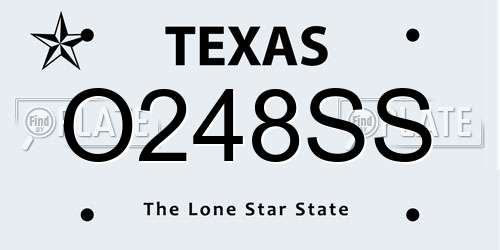 O248SS Texas License Plate