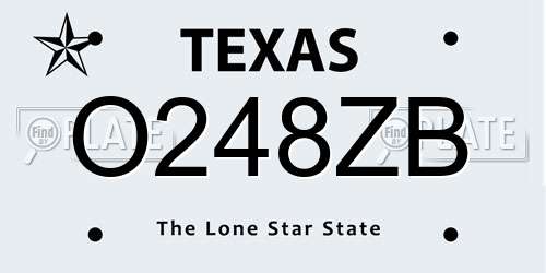 O248ZB Texas License Plate