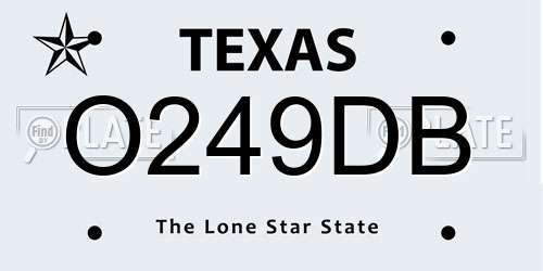 O249DB Texas License Plate