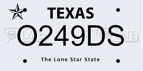 O249DS Texas License Plate