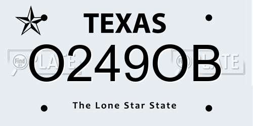 O249OB Texas License Plate